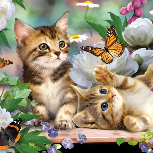 Kätzchen und Schmetterlinge Puzzle