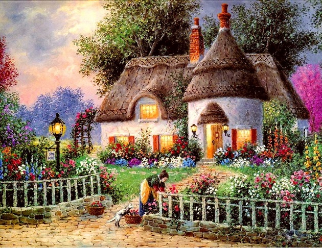 Malowany domek. puzzle online