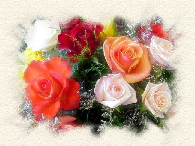 Bukiet kwiatów. Białe róże puzzle online