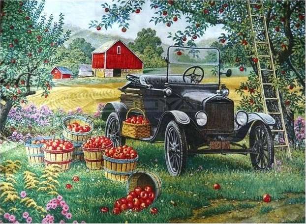 Jesienne zbieranie jabłek. puzzle online
