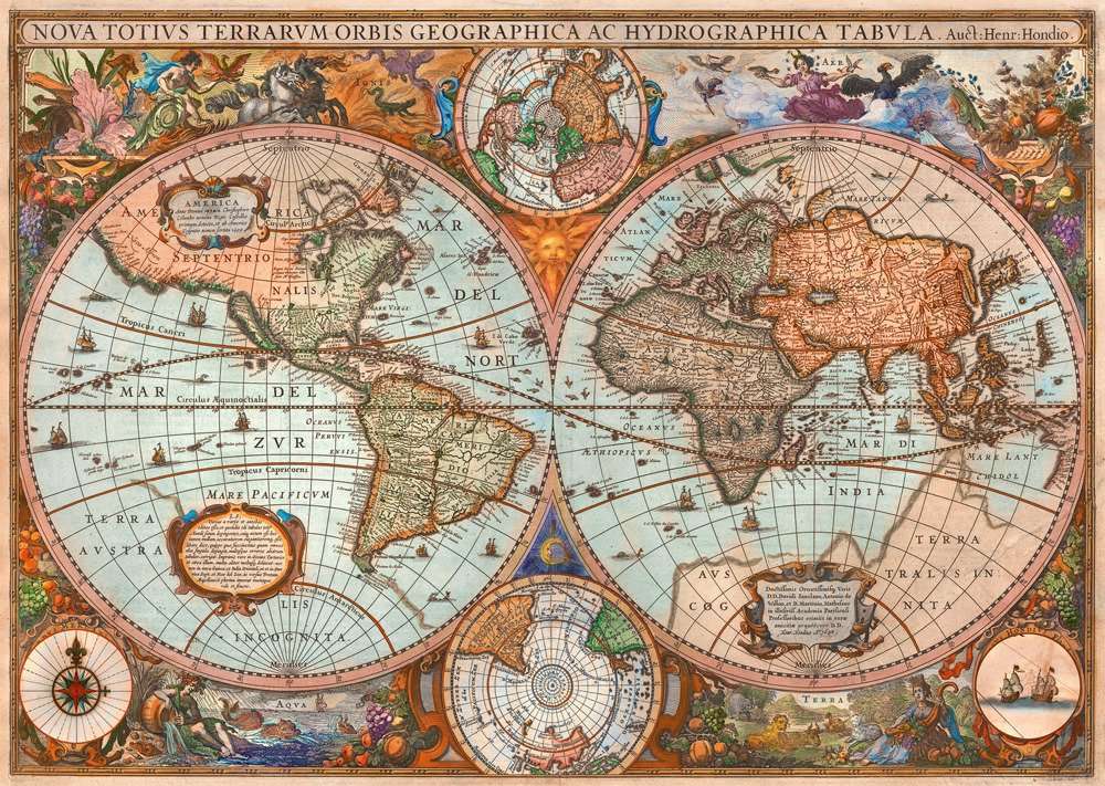 Starożytna mapa świata. puzzle online