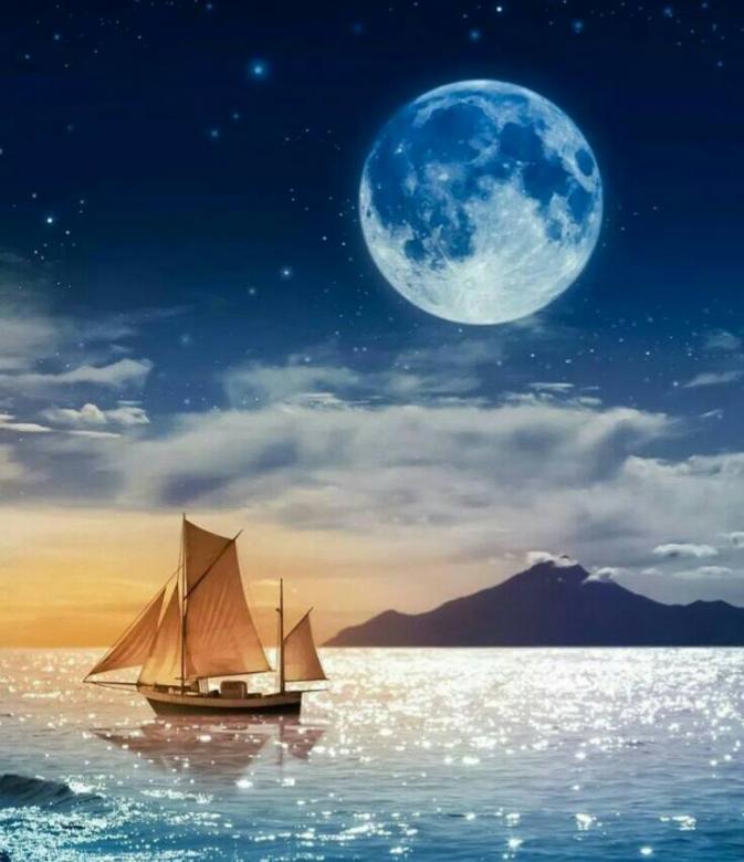 Jacht w świetle księżyca puzzle online