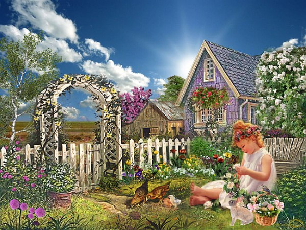 Dziecko w ogrodzie. puzzle online