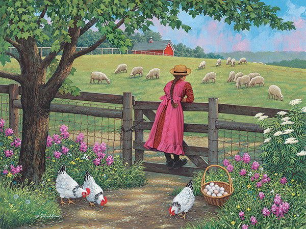 Селски пейзаж с овце. пъзел