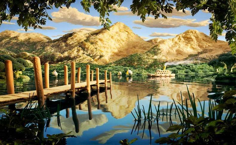 Bajeczny widok, jezioro morenowe, jedzenie puzzle online