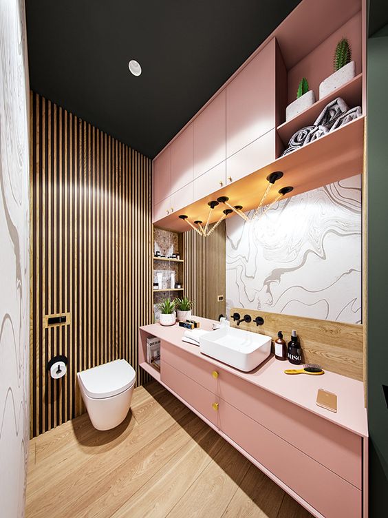Różowa łazienka, ciekawy pomysł puzzle online