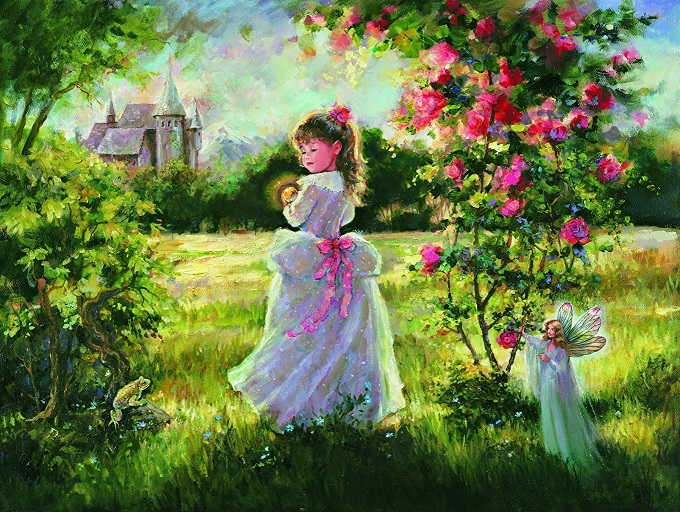 Dziewczynka w ogrodzie. puzzle online