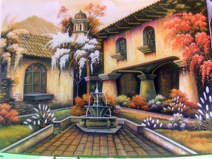 Illustration, ett hus med en trädgård pussel