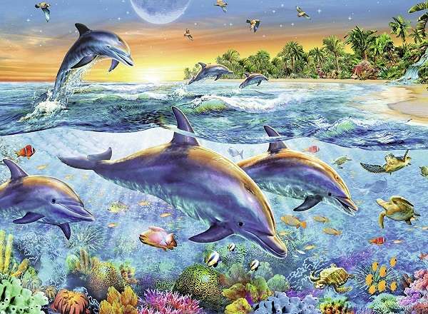 Urocze delfiny. puzzle online