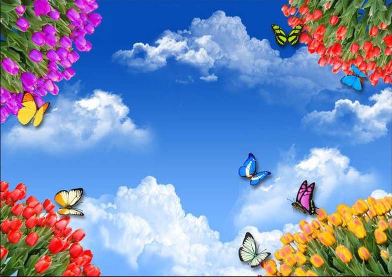 Tulipany i motyle. puzzle online