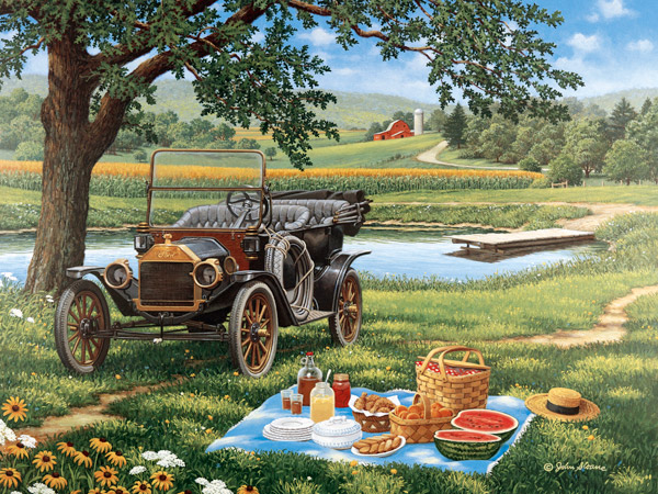 Śniadanie na trawie. puzzle online