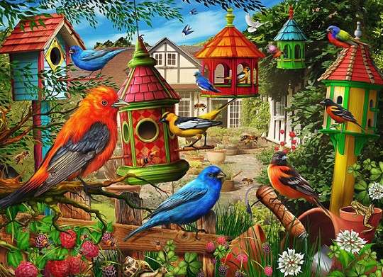 Obrazek z ptakami. puzzle online