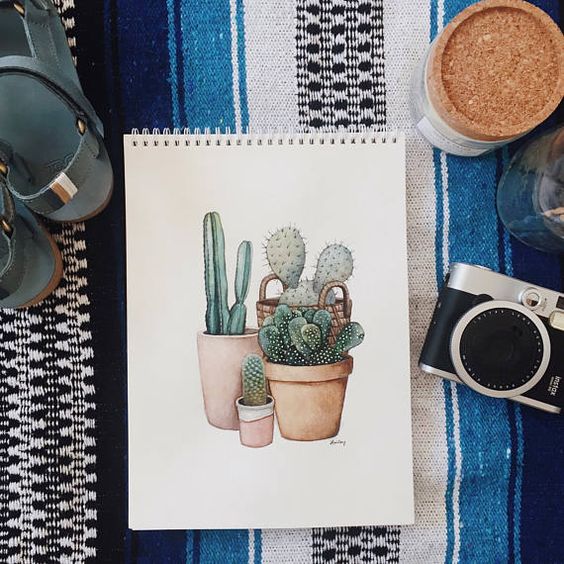 Ręcznie malowane kaktusy puzzle online