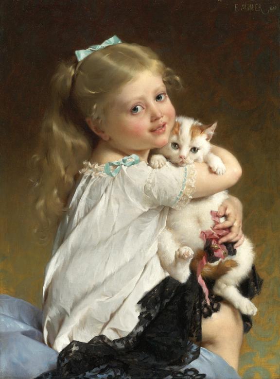 śliczna dziewczynka z bardzo ładny kotem puzzle online