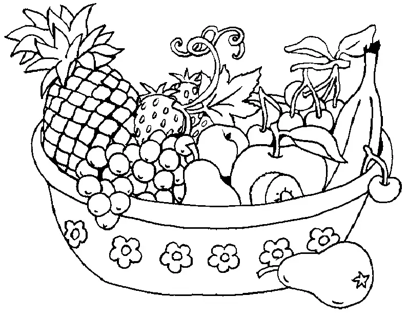 fruits and vegetables clipart black and white