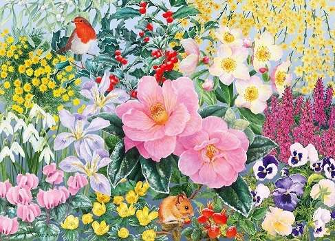 Kwiatki w ogrodzie. puzzle online