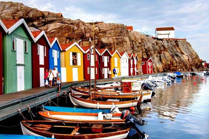 Kolorowe chatki w Szwecji puzzle online