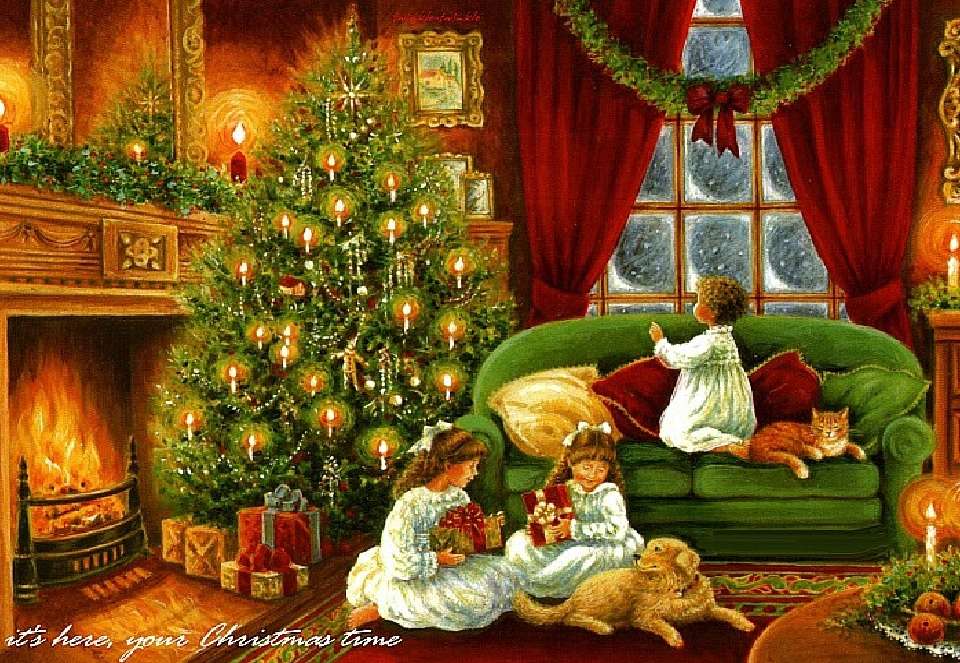 Siostry na Boże Narodzenie. Scenka świąteczna puzzle online