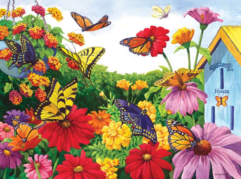 Kwiaty i motyle. puzzle online
