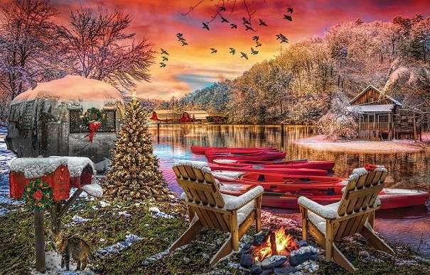 Zima nad jeziorem. puzzle online