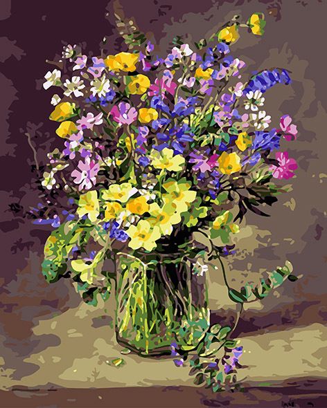 Kolorowe kwiatki w wazonie puzzle online