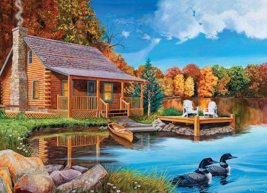 Domek na brzegu jeziora. puzzle online