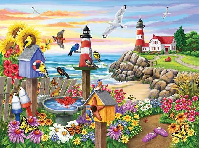 Kwiaty nad brzegiem morza. puzzle online