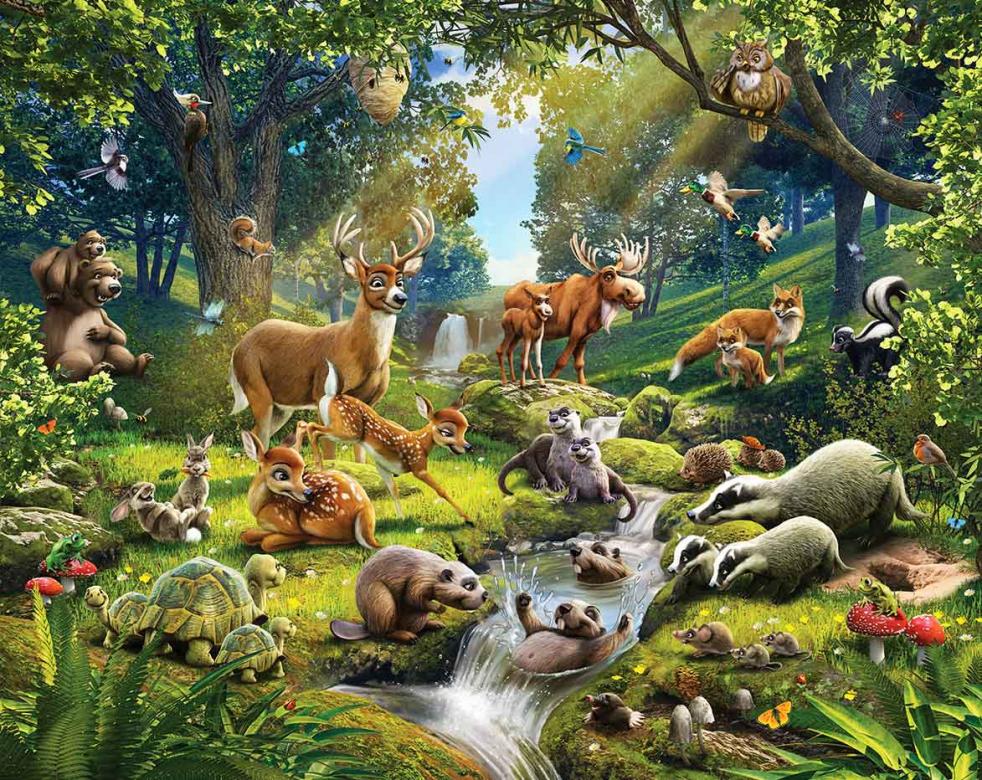 krajobraz ze zwierzętami puzzle online