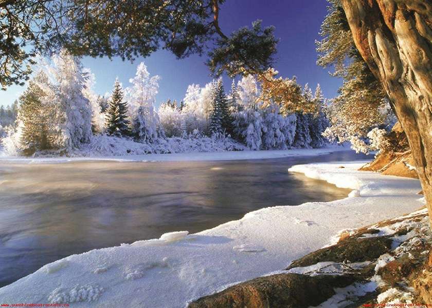Zima nad rzeką. puzzle online