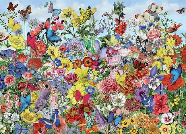 Kwiaty i motyle. puzzle online
