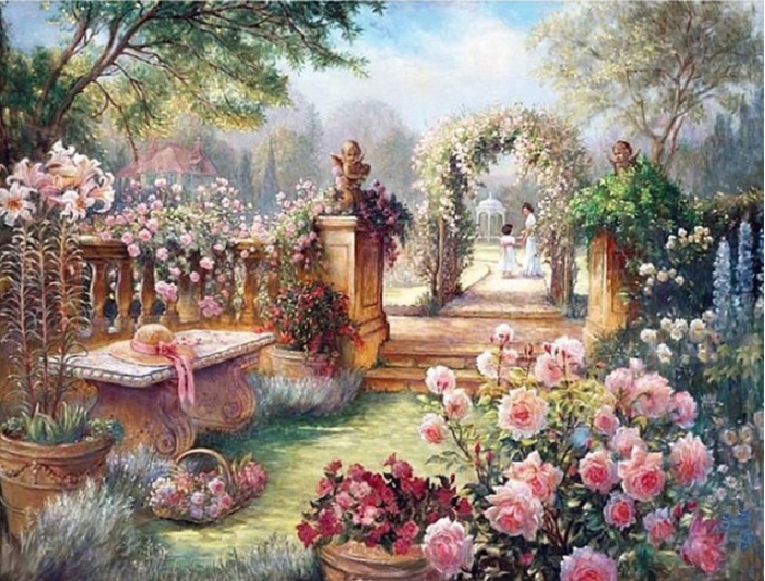 W różanym ogrodzie. puzzle online