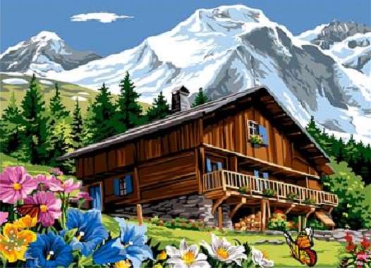 Chata w górach. puzzle online
