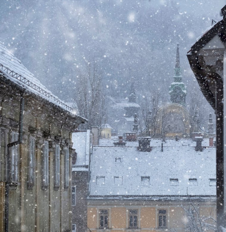 Śnieg w Lublanie puzzle online