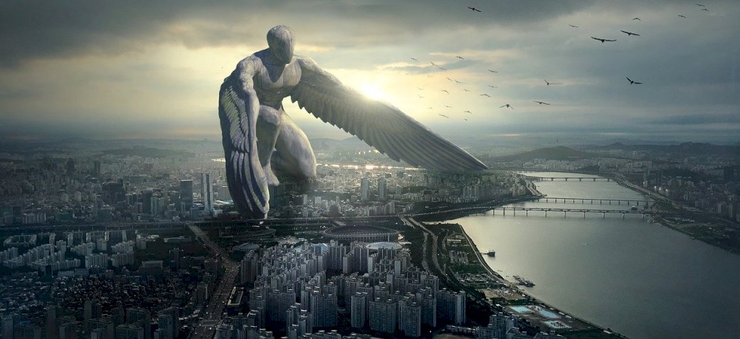 anioł stróż nad miastem puzzle online