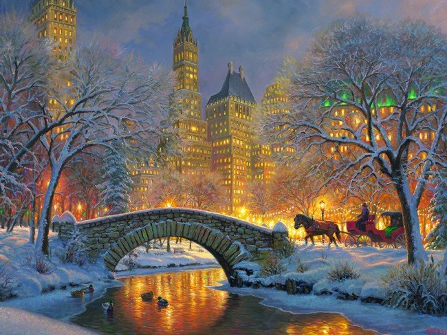 Central Park på vintern. online pussel