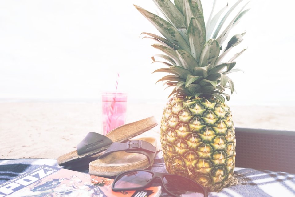 Ananas, sandał i okulary przeciwsłoneczne puzzle online