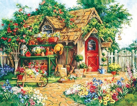 W malowanym ogrodzie. puzzle online