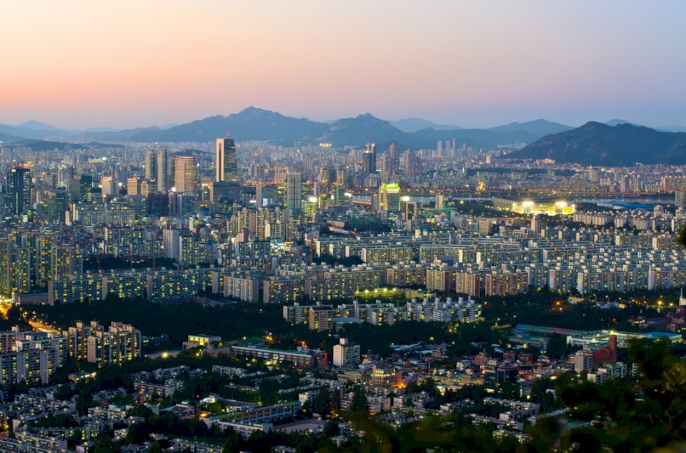Nocny widok Seulu, południe puzzle online