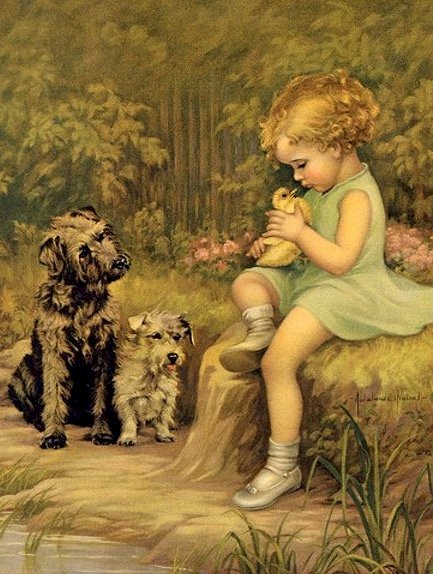 holčička, káčátko a psi puzzle online