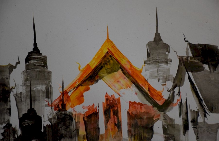 Tajskie malarstwo jednej z jego świątyń puzzle online