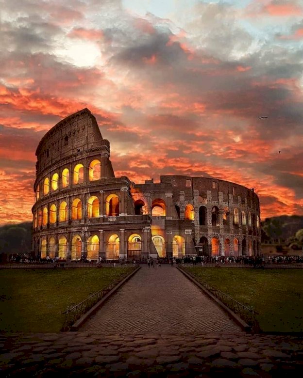 Rzymskie Koloseum o zachodzie słońca puzzle online