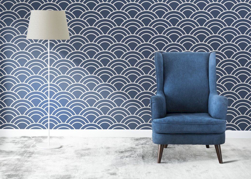 Niebieski fotel w salonie puzzle online