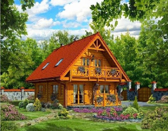Dom drewniany. puzzle online