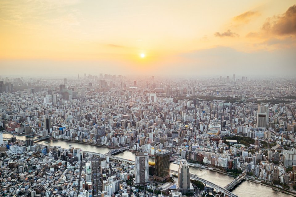 Tokio zachód słońca puzzle online