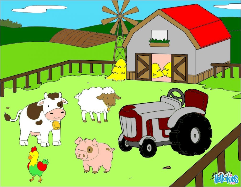 Farm animals- 16 pieces puzzle online