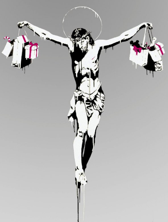 Banksy, „Jezus Chrystus z torbami na zakupy” puzzle online