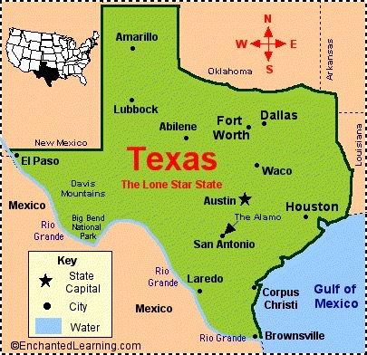 Mapa Teksasu puzzle online