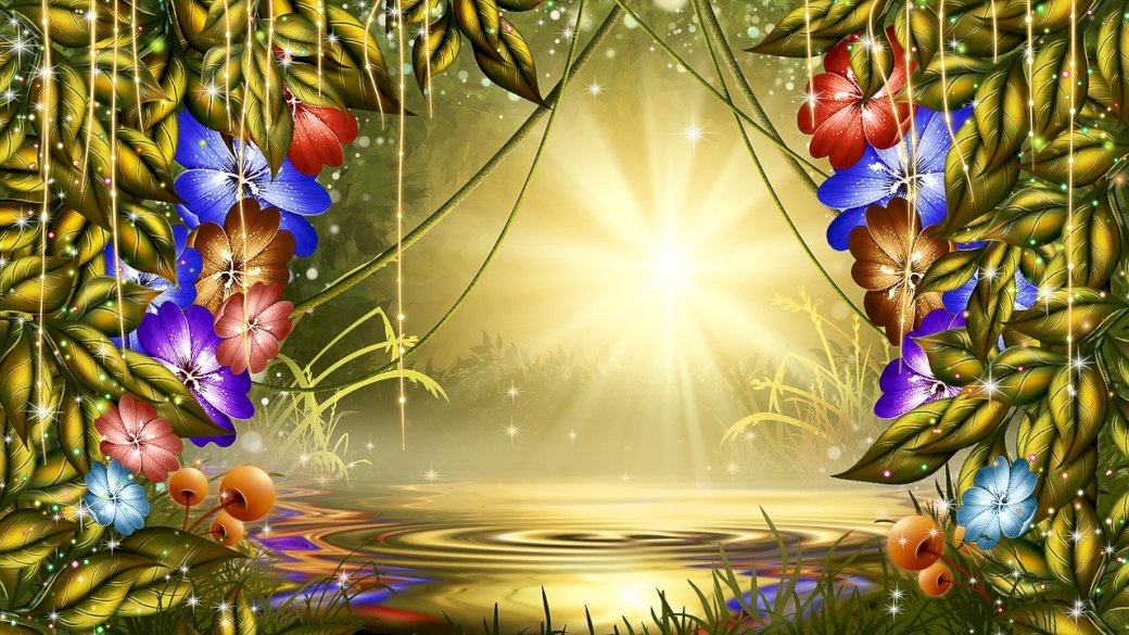 błyski światła i kwiatów puzzle online