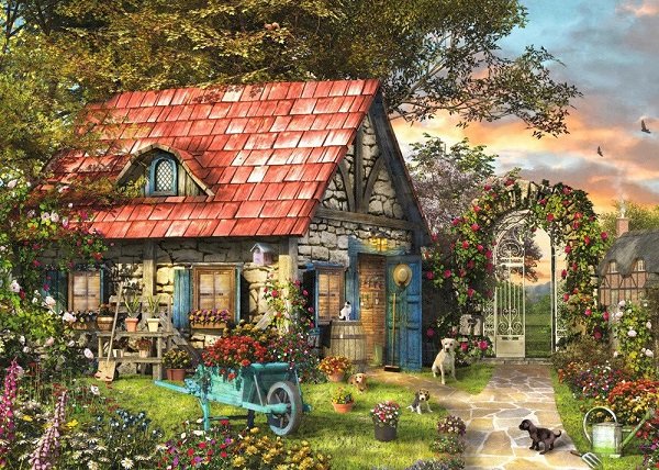 Domek w ogrodzie. puzzle online