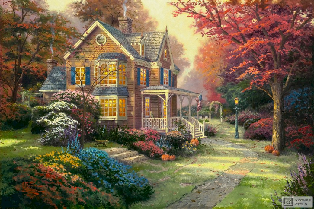 dom w pięknym ogrodzie puzzle online